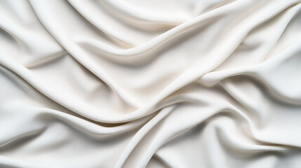 Obraz premium Abstract close-up of smooth white satin fabric with flowing curves and soft folds creating elegant textures.