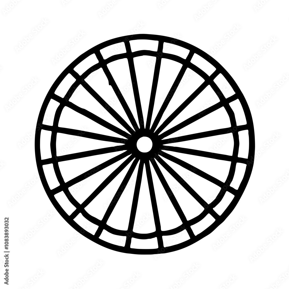 Poster fan pattern stroke icon depicting a circular design with radiating lines and intricate details on a 