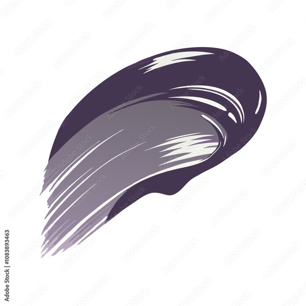 Aufkleber glossy brushstroke icon in deep purple with a shiny finish and smooth flowing lines on a white backg