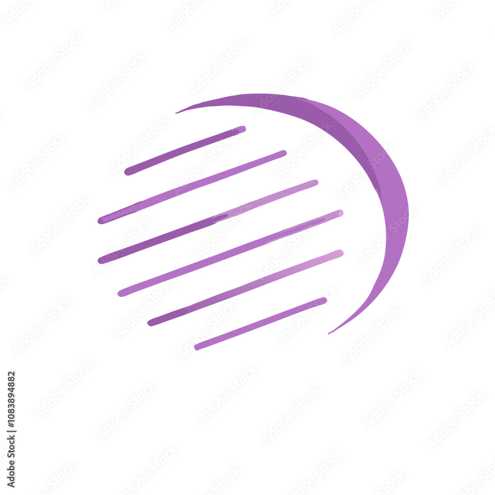 Poster Shadow stroke icon with purple shades and linear patterns creating a circular design on a white background