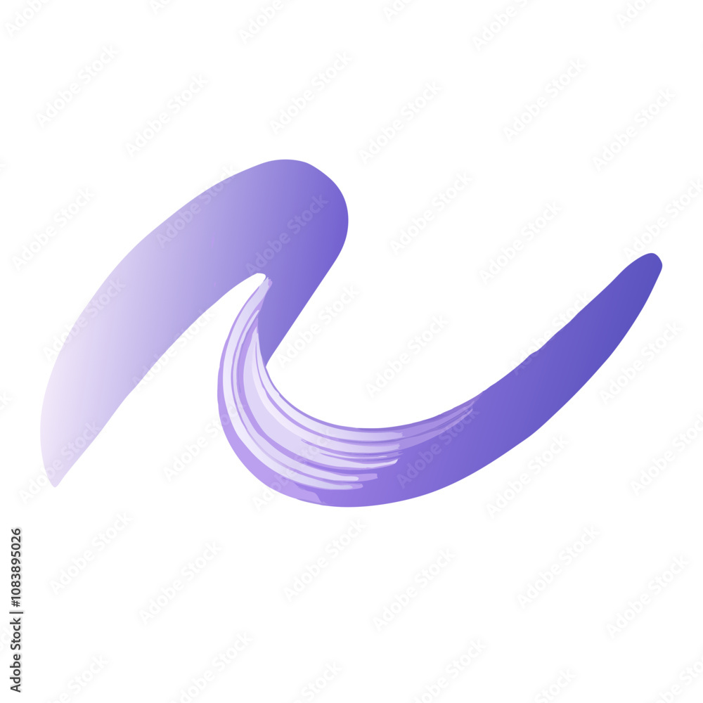 Poster smooth brushstroke icon in purple hues with dynamic curves and elegant lines on a white background