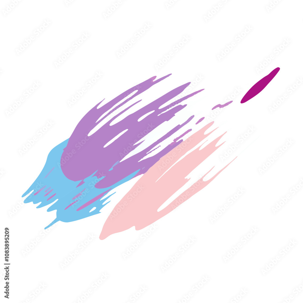 Poster short brushstroke icon in pastel colors with dynamic strokes and creative lines on a white backgroun