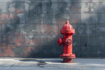 A simple, red fire hydrant on an empty urban street, with soft shadows