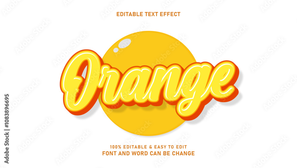 Poster orange text effect with modern 3d style that can be edited