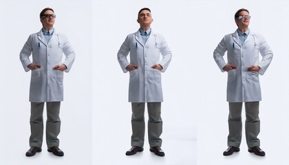 Fototapeta premium Teacher character constructor. Male scientist or speaker. Set of hands, legs and body positions for creating animations