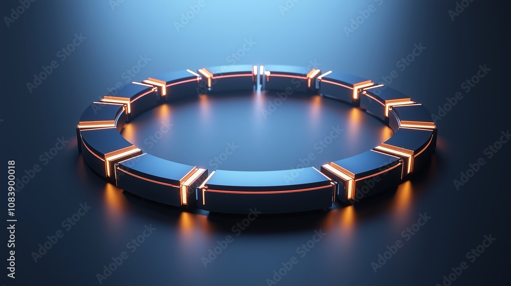 Poster futuristic circular design with glowing edges and a smooth surface in a high-tech environment, perfe