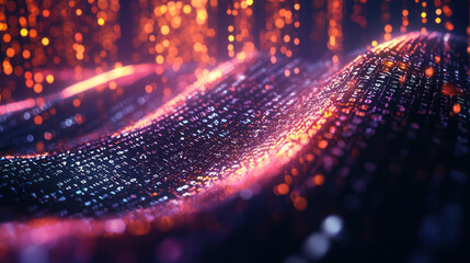 Abstract Representation of DNA Structure with Flowing Binary Code Visualizing Genetic Information in a Vibrant Helix Design