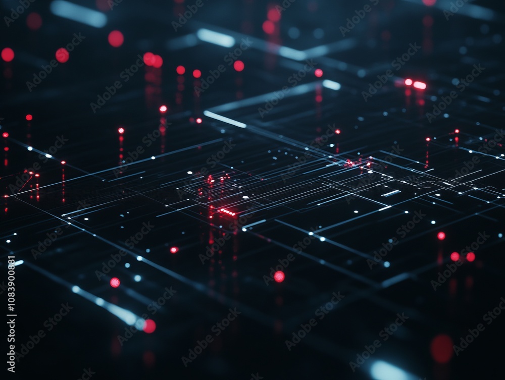 Poster abstract network visualization digital space technology art cyber environment close-up view smart co