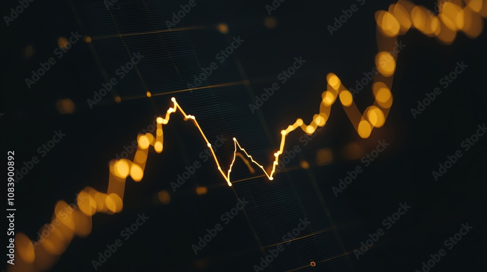 Poster abstract representation of a glowing financial chart showcasing upward trends with dynamic data poin