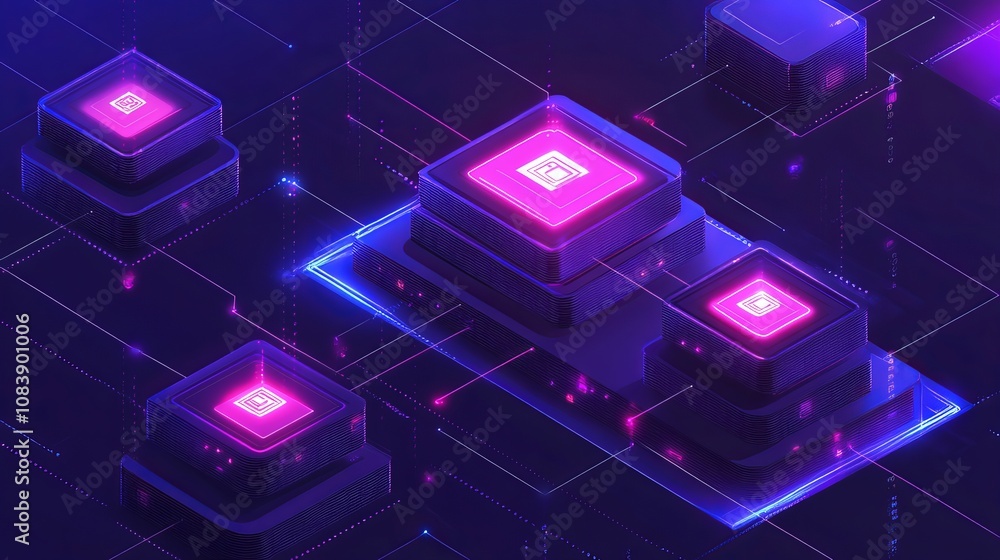 Poster blockchain app development visualization digital space abstract art tech environment aerial view inn