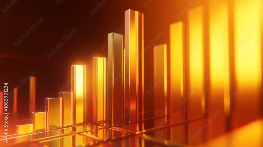 Aufkleber abstract golden bars representing growth and data visualization in a modern financial context, refle