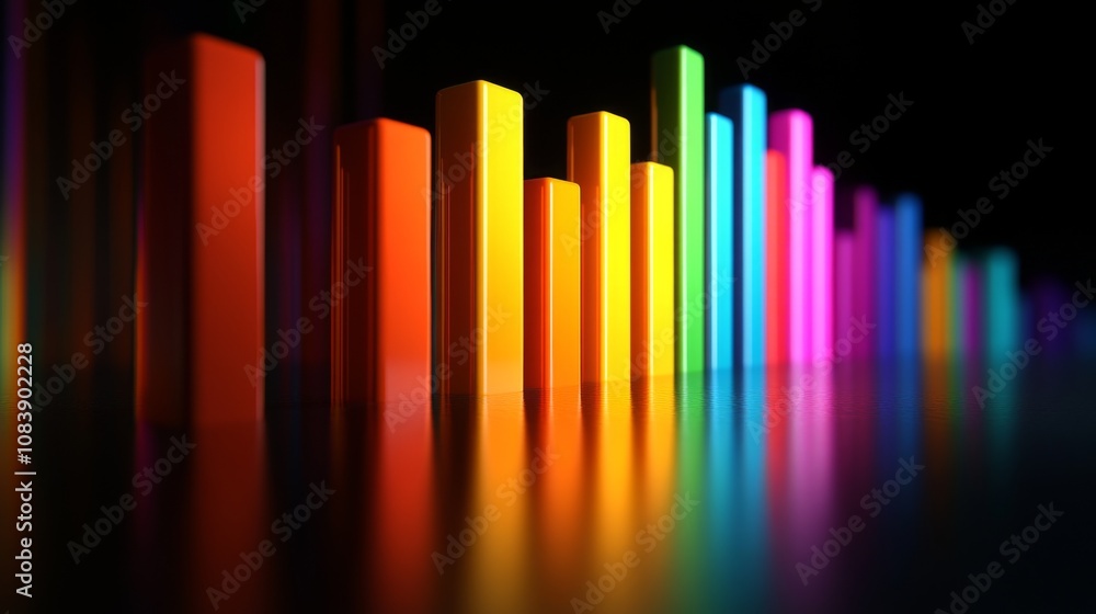 Poster Colorful 3D Bar Graph Displaying Vibrant Statistics in Modern Data Visualization Concept for Business and Marketing Analytics