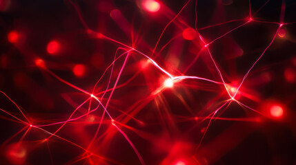 Vibrant red and gold waves of light with sparkling particles swirling in a dark background, creating a dynamic visual effect