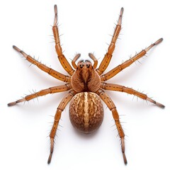 Fototapeta premium A detailed close-up of a realistic brown spider, showcasing its intricate patterns and features, ideal for nature studies and wildlife illustrations in educational content.