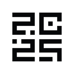 Happy New Year 2025 logo text design. Vector modern geometric minimalistic text with black numbers. Isolated on white background. Concept design. The Year Of The Snake