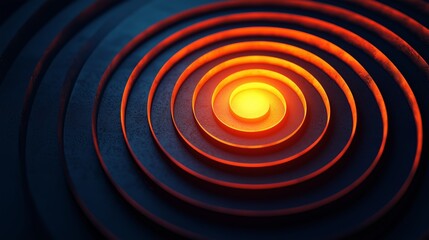 Abstract Representation of Vibrant Circular Waves Emitting from a Central Light Source in an Artistic Design with Rich Color Gradations and Smooth Textures