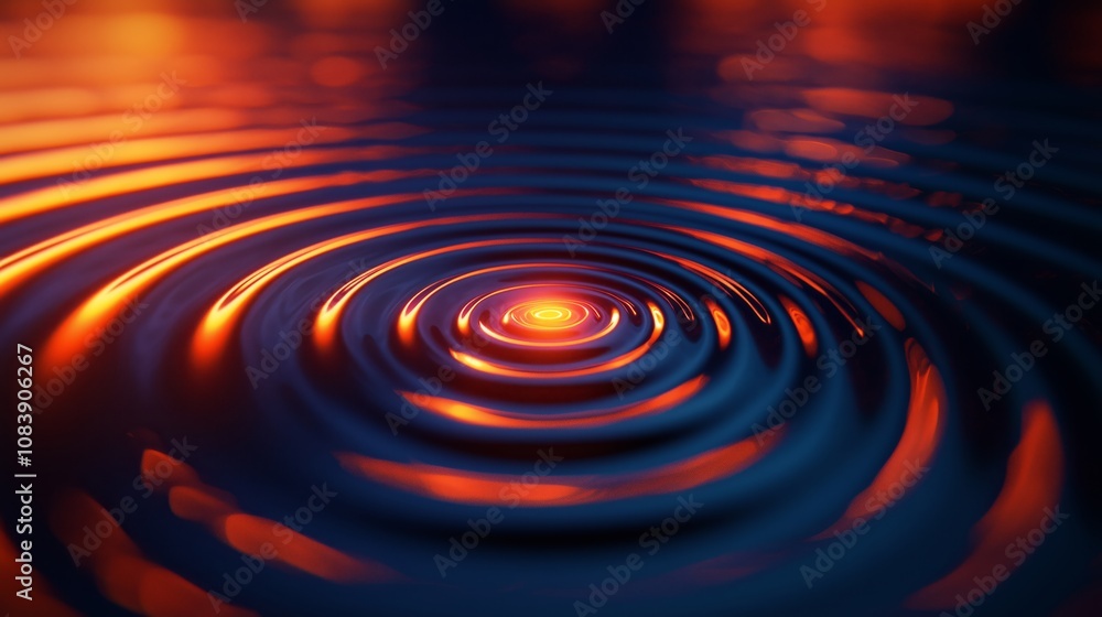 Poster mesmerizing close-up of water ripples with a warm glow and radiant colors creating an enchanting vis