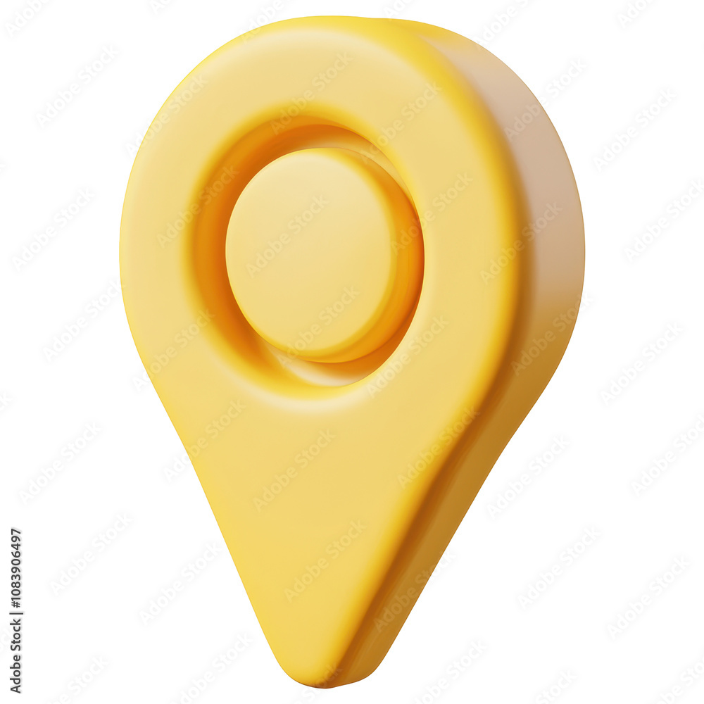 Poster 3d a yellow 3d object with a round top and a pointy bottom isolated on transparent or white backgrou