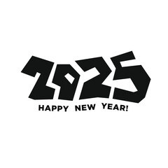 2025 Logotype of the year. Vector modern minimalistic conceptual design. Vector perfect text with black numbers. Graffiti style