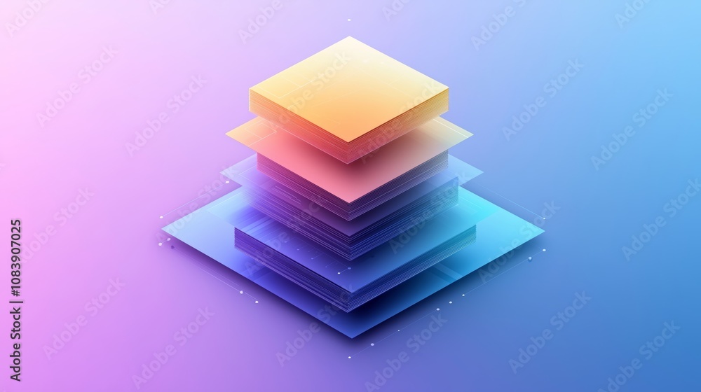 Poster colorful geometric layers with gradient effect showcasing modern design elements, ideal for backgrou
