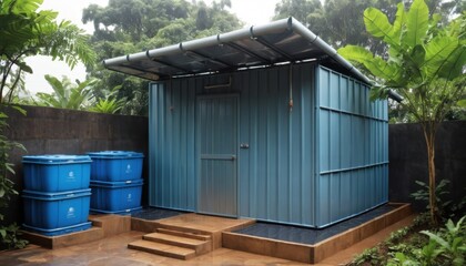 Obraz premium Rainwater harvesting systems made from recycled materials