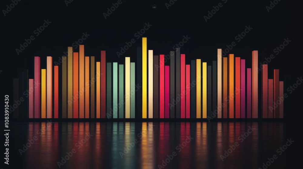 Leinwandbilder abstract vertical colorful bars creating a vibrant soundwave effect against a dark background showca