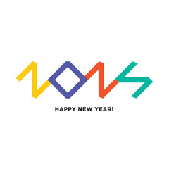 Modern, minimalistic Happy New Year 2025 logo with colorful numbers. Vibrant and cheerful design, perfect for greeting cards, social media, invitations, and event promotions. Festive and energetic