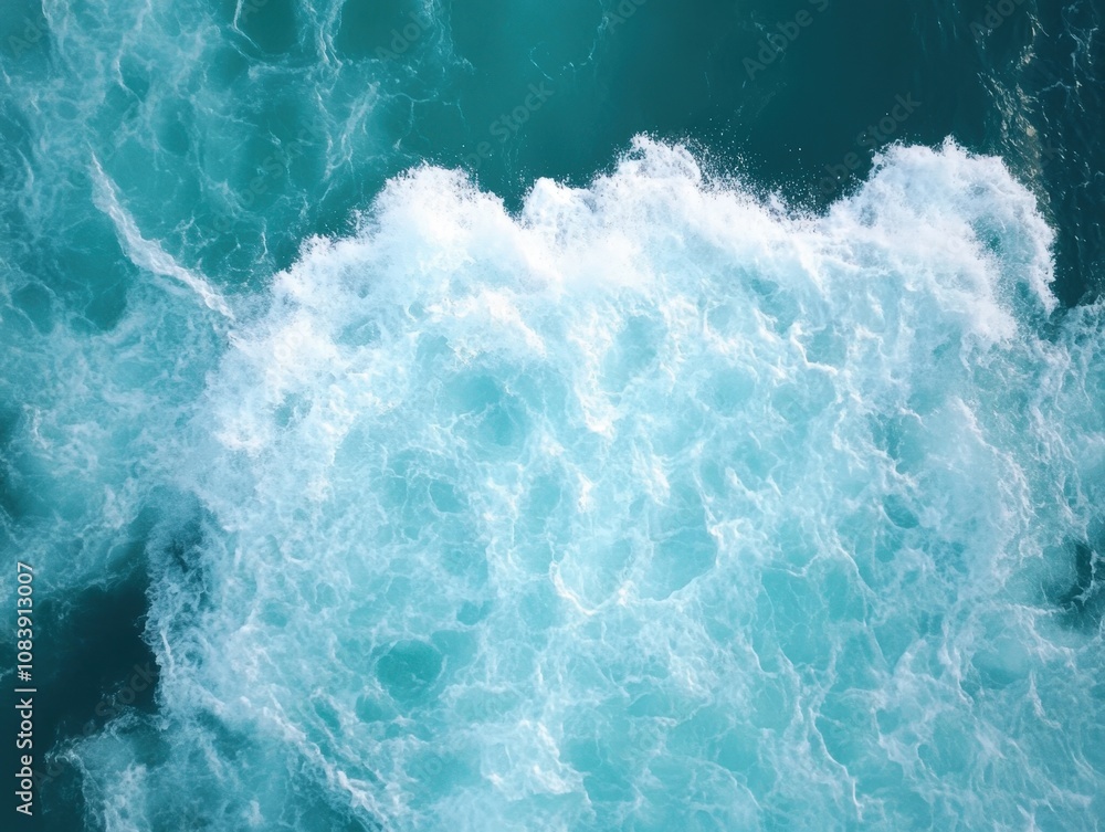 Poster aerial view of ocean waves creating a beautiful pattern
