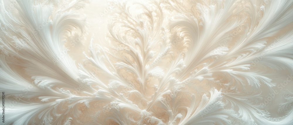 Poster abstract white and cream fractal design with intricate patterns