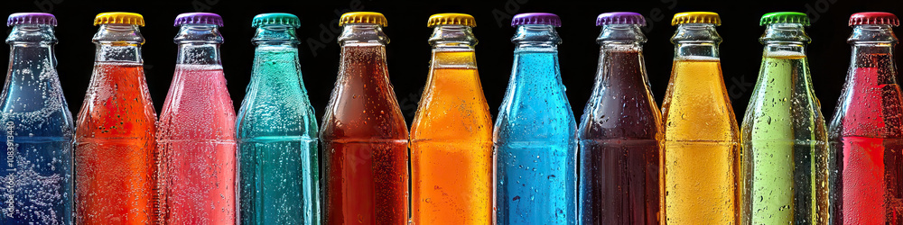 Poster carbonated creations: a creative display of soda bottles turned into art objects.