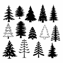 Christmas Tree silhouette, tree silhouette , christmas tree silhouette vector	