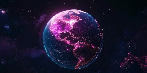 3D digital globe with global network connections in bold colors,space for text
