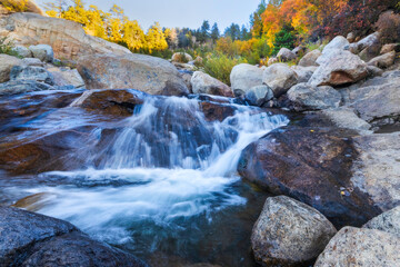 Alluvial Fan Waterfall in the Fall season at Rocky Mountain National Park
