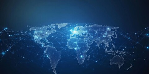 Creative global financial network concept on a stylized map,space for text