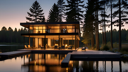 Fototapeta premium sunset on the lake