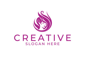 girl flowing hair logo