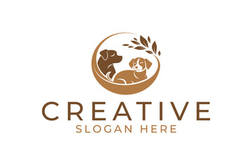 Fototapeta premium creative dogs with leaves logo