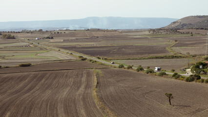 Obraz premium Rural landscape. Field lines. Background