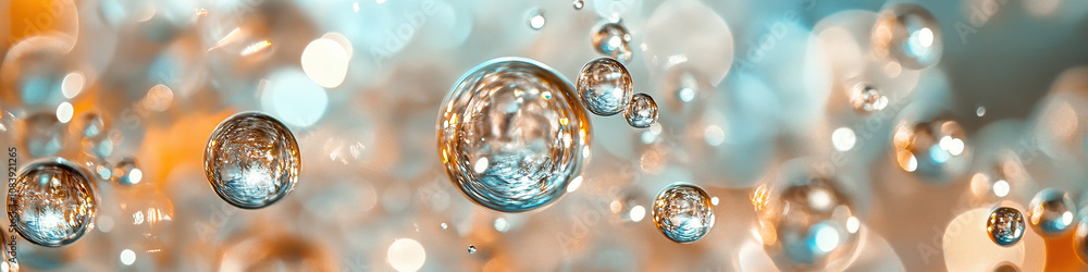 Poster bubble chandelier: a ceiling adornment made of delicate bubbles in various shapes and sizes.