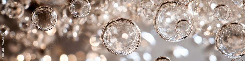 Poster bubble chandelier: a ceiling adornment made of delicate bubbles in various shapes and sizes.