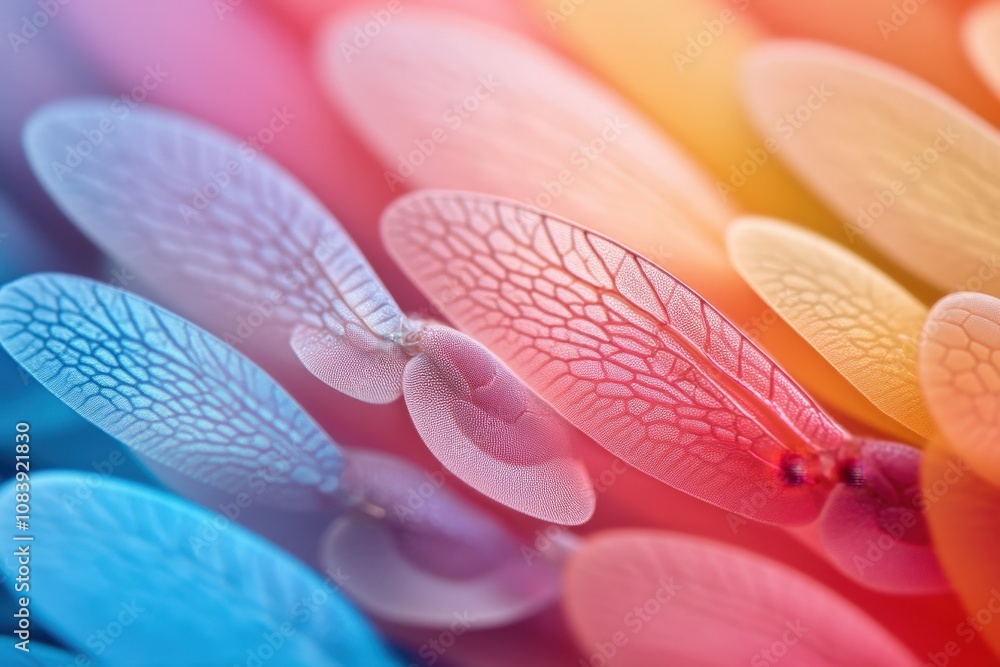 Poster abstract close-up of colorful translucent shapes with intricate patterns
