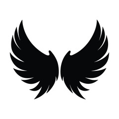 Fototapeta premium Angel Wings Vector Silhouette With White Background 