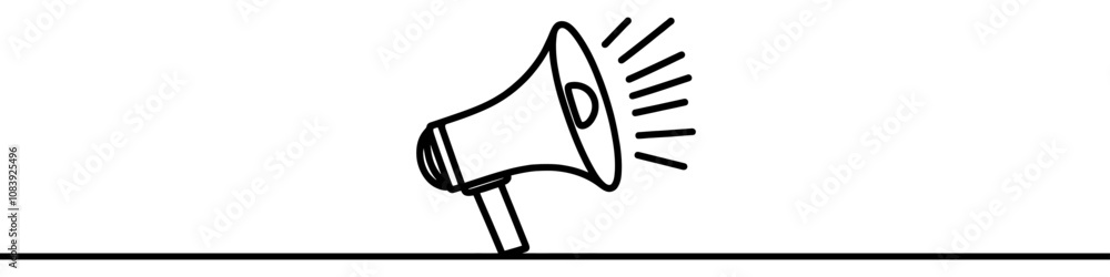 Poster continuous line drawing representing a megaphone for announcing or protesting. vector illustration.
