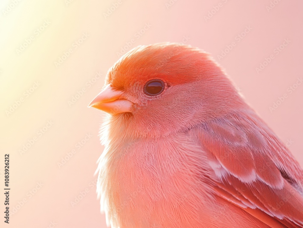 Poster a close-up of a colorful bird with soft feathers and a serene expression