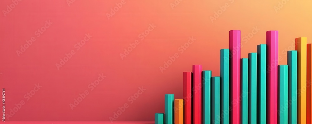 Poster a vibrant graphic featuring colorful vertical bars on a gradient background, symbolizing data visual