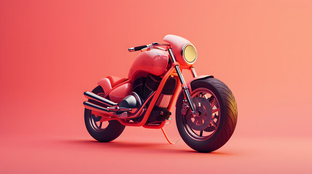 Modern 3D Render of Blank Motorbike Model Isolated on Solid Color Background.