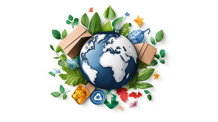 Garbage and recycling concept under loving the world and love nature in the form of banner tags and posters with space to add text