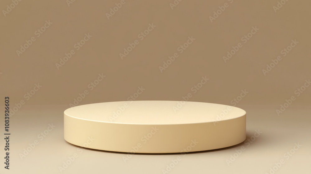 Poster A round white object is on a tan background