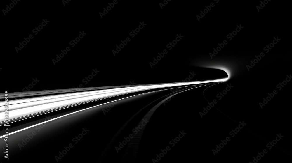 Aufkleber futuristic perspective of light trails escaping from a dark tunnel, illuminating the path ahead with