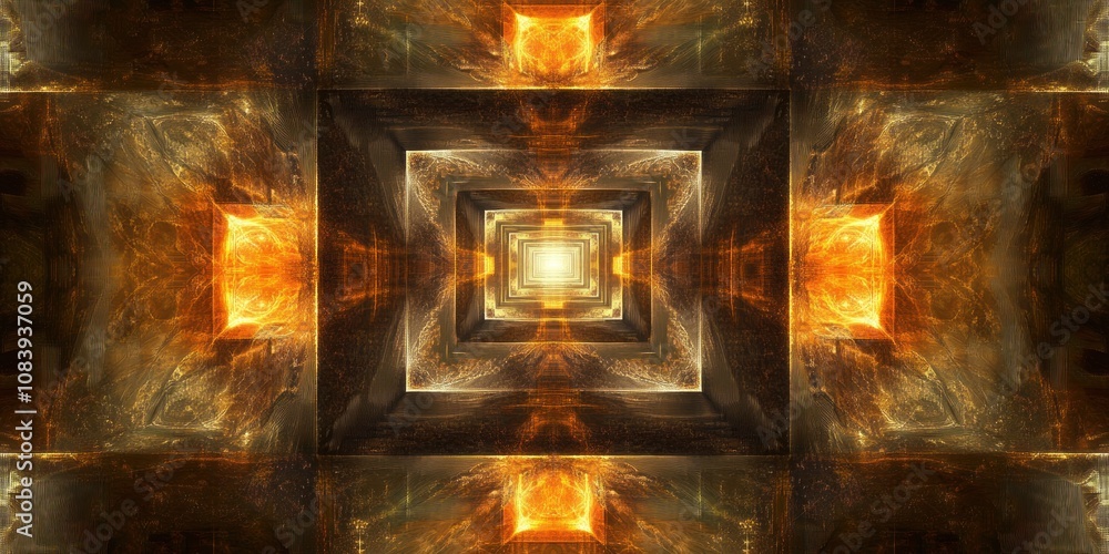 Aufkleber a mesmerizing abstract design featuring luminous geometric patterns and warm colors.